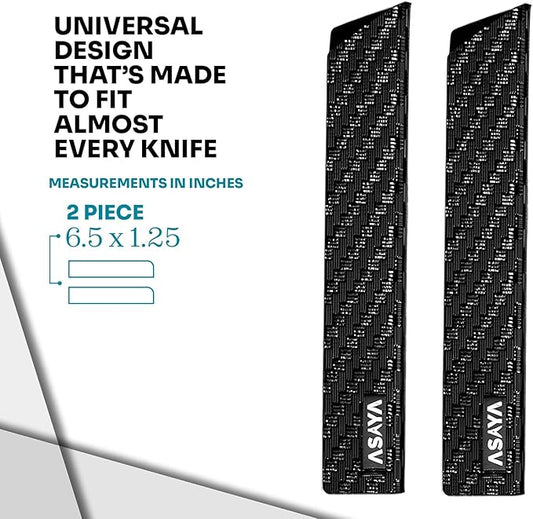 Asaya Professional Knife Edge Guards - Two Universal Streak Knife Covers - 6" x 1" - Extra Strength, ABS Plastic and BPA-Free Felt Lining, non-Toxic and Food Safe - Knives Not Included (2 Piece S)