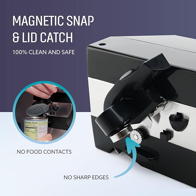 3 in 1 Under the Cabinet Electric Can Opener, Blade Sharpener, Bottle Opener, Under The Counter Mount, For Large And Small Cans (Black)