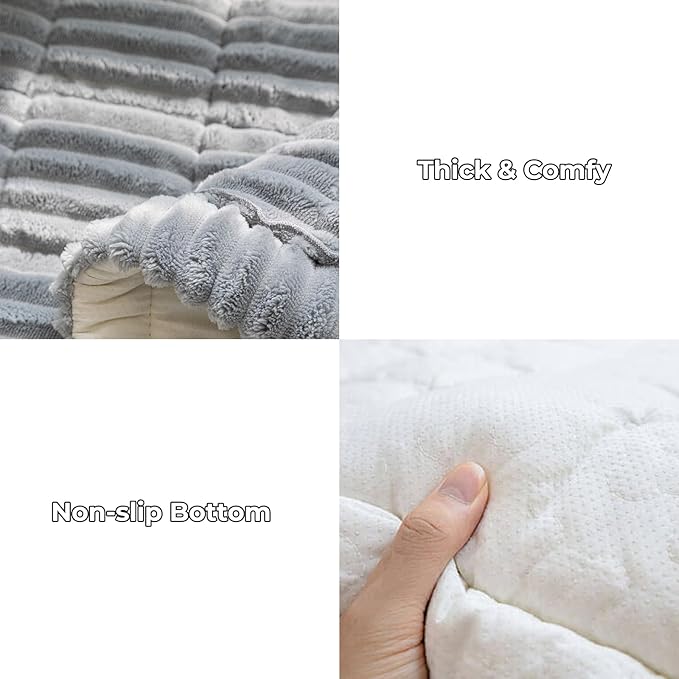 FUNNY FUZZY Pet Couch Covers for Sofa, Washable Dog Couch Cover Protector for Dogs, Flannel Couch Covers for Dogs Pet Friendly Pets Mat Bed (Blue-Grey, 19.7"x19.7")
