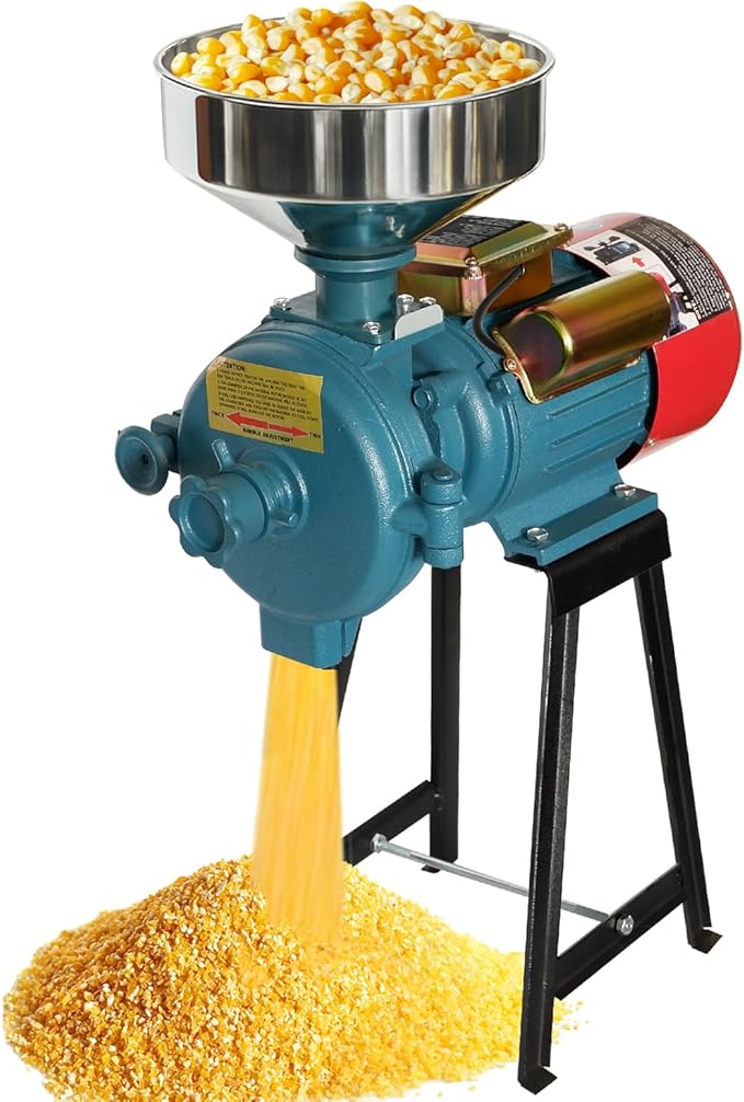 NAIZEA NAIZEA Electric Grain Mill Grinder Corn Grinder, 3000W 110V Commercial Flour Mill Machine with Funnel, Feed Grinders for Corn, Wheat, Rice, Cereals,Molino de Maiz Electrico (Dry Grinders)