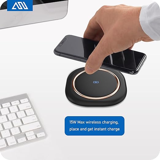 ANNQUAN Motorized Pop Up Countertop Receptacle with 15W Wireless Charger,Max 20W Power Delivery,3.15" Automatic Pop Up Outlet,4 Outlets,4 USB 3FT Cord