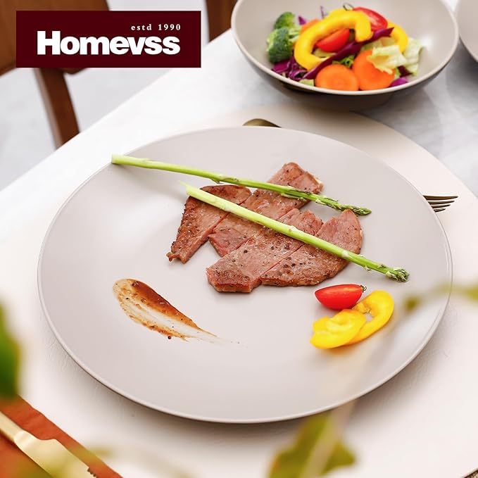 Stoneware Two-Tone Colors Life 12pc Dinner Set, Outside Shiny Black + Inside Matte Light Beige