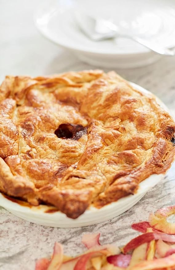 Portmeirion Sophie Conran Round Pie Dish, White Porcelain Bakeware - 10.5 Inch Oven to Table Baking Dish - Freezer, Microwave & Dishwasher Safe, Durable Serveware for Everyday Meals