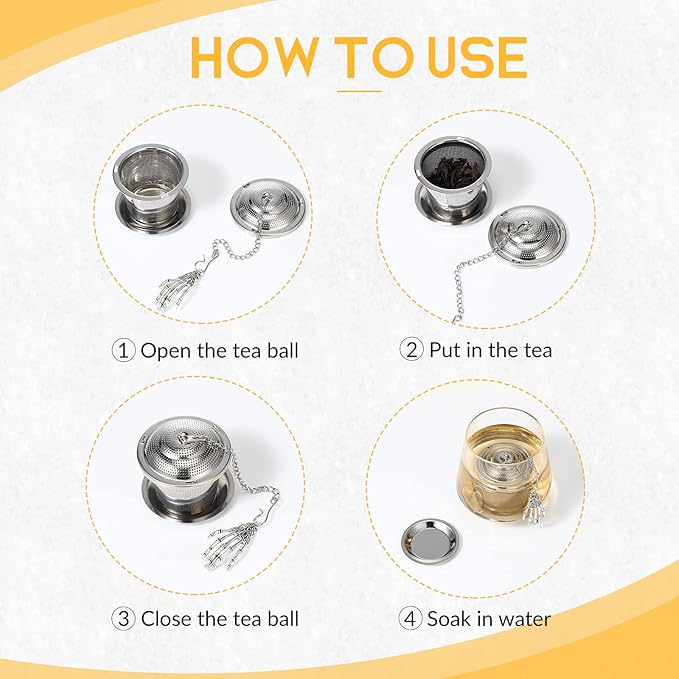 3 Sets Tea Infusers Steeper for Loose Leaf Tea Holder Stainless Steel Tea Ball Mesh Strainer Filters with Drip Trays and Pendant(Horrible Style)