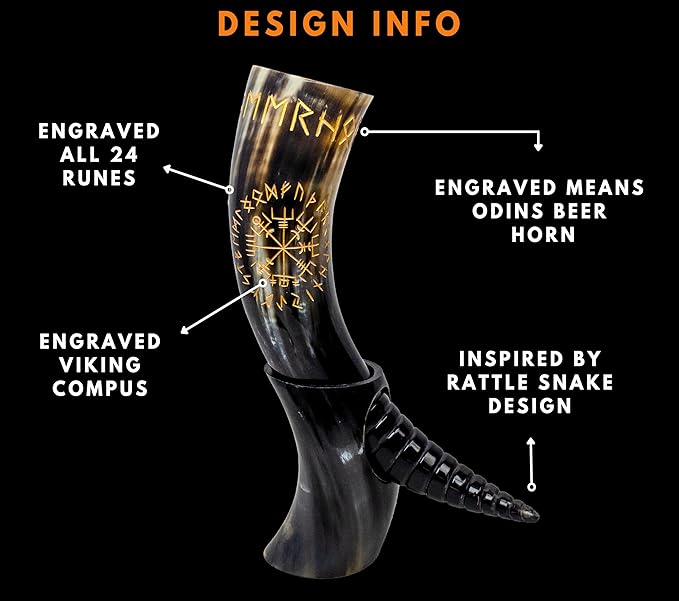 Genuine Ox-Horn Viking Drinking Horn Unique & Hand Crafted with Bottle Opener, Leather Holster Food Grade Tankard Cup for Drink Beer, Ale, Mead, Whiskey Gift For Men & Women…
