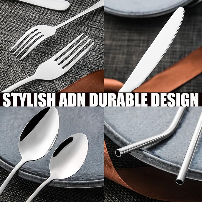 84 Pieces Silverware Service for 12 Flatware Set Stainless Steel Utensils Cutlery Set Dishwasher Safe