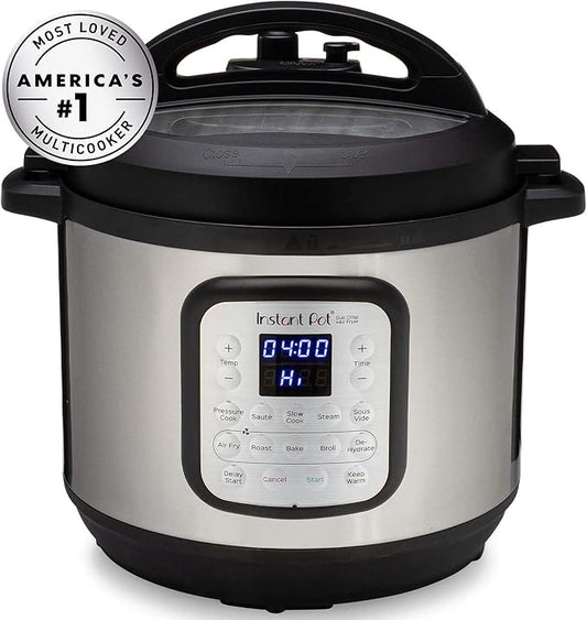Instant Pot Duo Crisp 11-in-1 Air Fryer and Electric Pressure Cooker Combo with Multicooker Lids that Air Fries, Steams, Slow Cooks, Sautés, Dehydrates, & More, Free App With Over 800 Recipes, 6 Quart