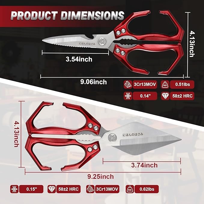 Dream Reach Kitchen Shears Set - Heavy Duty Kitchen Scissors for Food with Ergonomic Handle, Poultry Shears for Chicken, Meat, Seafood, Bone Cutting, Christmas Gifts for Men Women