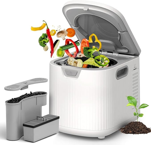 Kismile Electric Composter for Kitchen, 2.5L (Max 3.3L) Indoor Smart Compost Bin Countertop with LED Display, Odorless with 2 Carbon Filters, Auto-Cleaning, Turn Food Waste into Fertilizer for Home