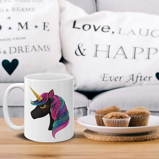MUGBREW Black White Unicorns Ceramic Coffee Mug Tea Cup Fun Novelty, 11 OZ