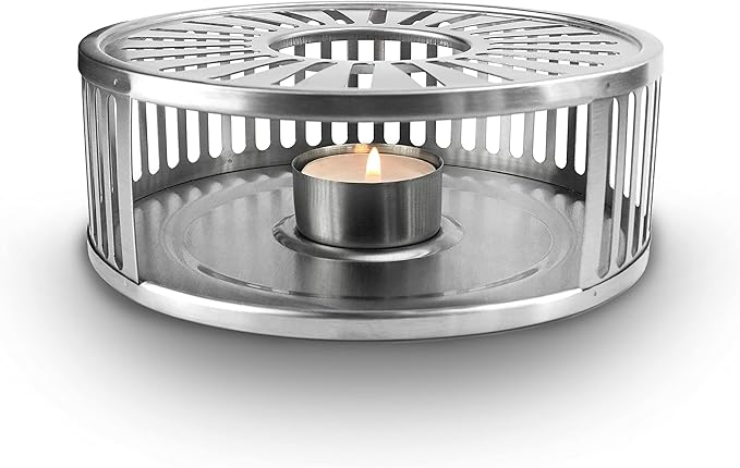 Creano Designer Stainless Steel Tea Warmer with Tea Light Holder - Tea Cosy - Stable Not Rattling - Rechaud Suitable for All Teapots