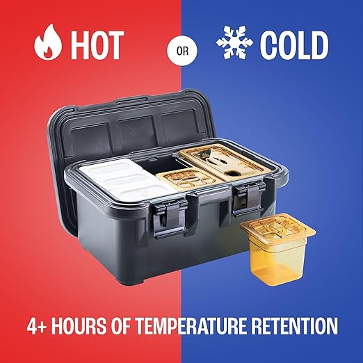 Cambro Insulated Food Pan Carrier - 8 Inch Deep Hotbox and Food Warmer for Catering & Transport - Top Load S-Series (Black)