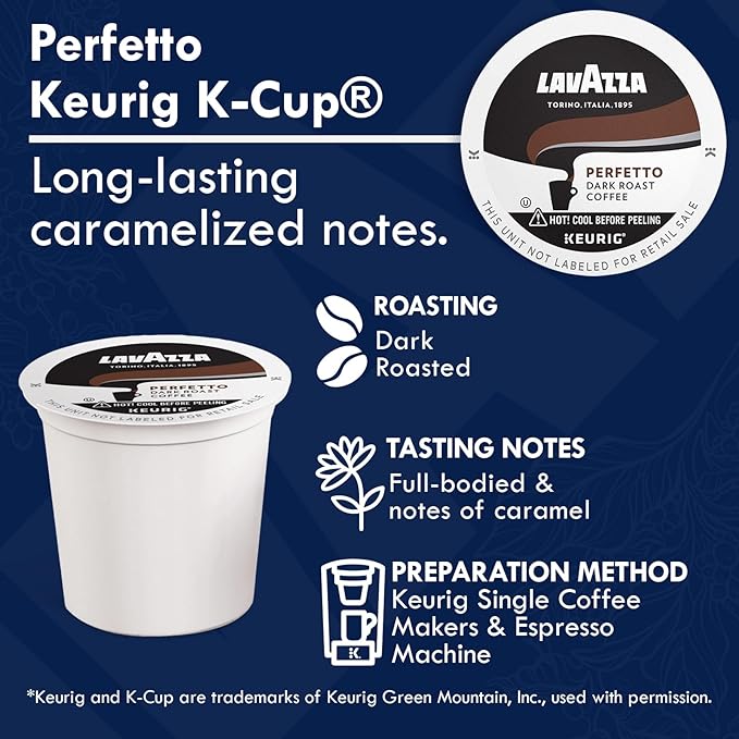 Lavazza K-Cups Coffee Pods Variety Pack – 80 Count (40 Each) – Classico & Perfetto – Medium & Dark Roast, 100% Arabica – Single Serve Espresso Compatible with Keurig Brewers
