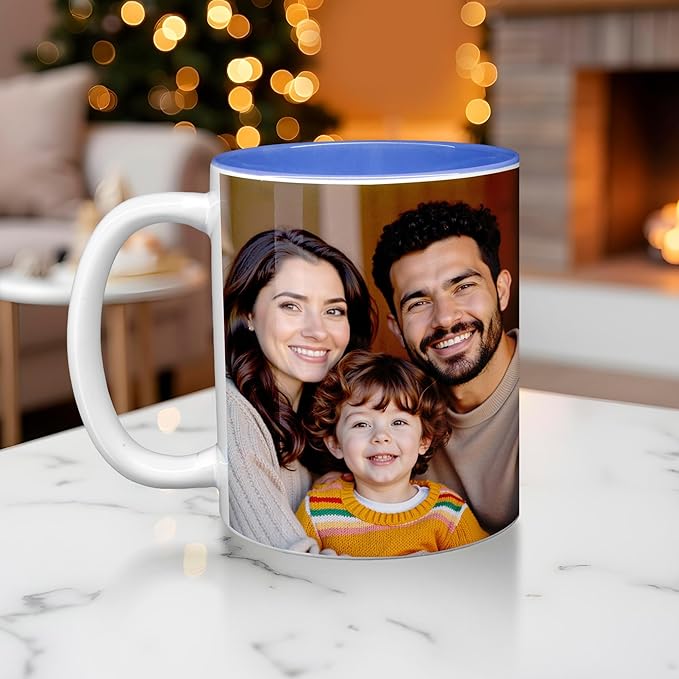 ArtPix 3D Personalized Coffee Mug - 12 Oz, Customized Picture Photo or Text, Collage Photo, Custom Gift for Women, Mom, Father, Family - Customizable Large Tea Ceramic Cup Orange
