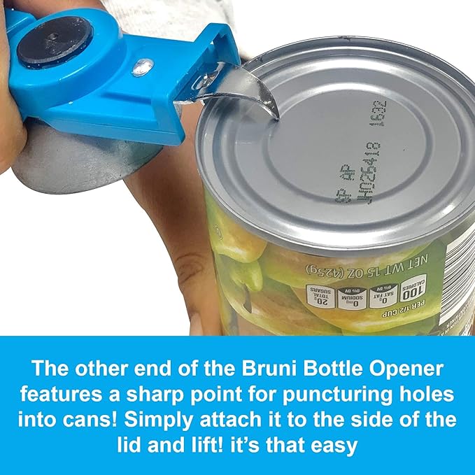 Bruni Multifunction Bottle Opener – Medicine Safety Cap Can Bottle Opener Easy to Use for Children, Weak Hands, Elderly and Arthritis Sufferers (BBO)