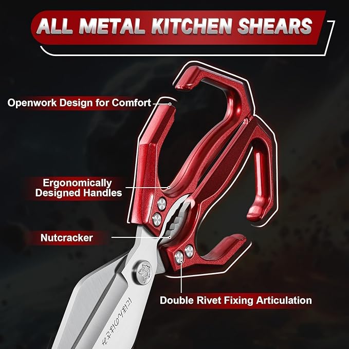 Dream Reach Kitchen Shears Set - Heavy Duty Kitchen Scissors for Food with Ergonomic Handle, Poultry Shears for Chicken, Meat, Seafood, Bone Cutting, Christmas Gifts for Men Women