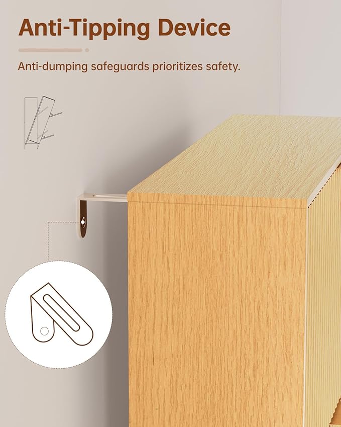 Fluted Shoe Cabinet, Shoe Storage Cabinet for Entryway with 2 Flip Drawers, Hidden Shoe Organizer with Metal Leg, Mid-Century Modern Narrow Shoe Rack for Living Room (Nature)