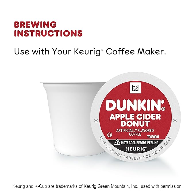 Dunkin’ Apple Cider Donut Artificially Flavored Coffee, Keurig K-Cup Pods, 10 Count Box (Pack of 6)