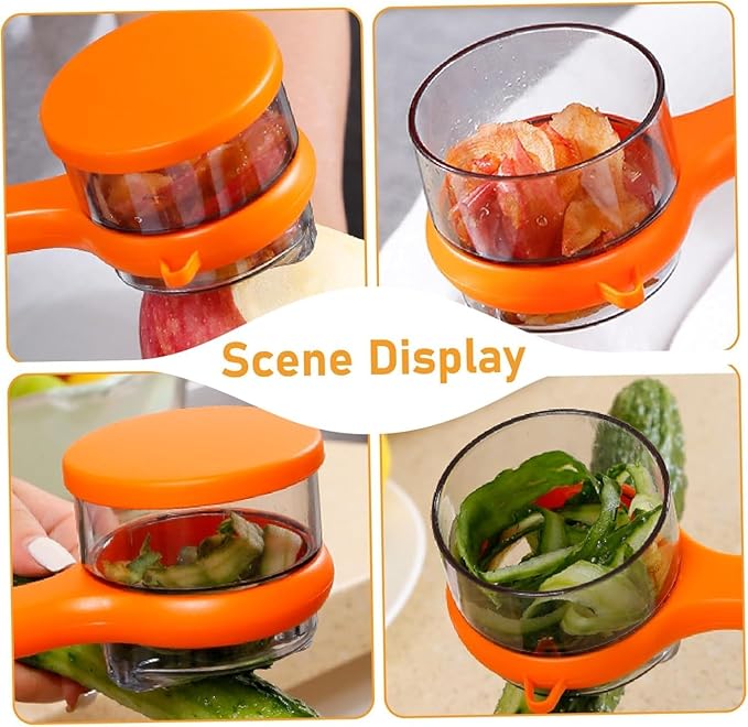 Fruit and Vegetable Peeler with Storage Box,Peeler with Container, Vegetable Peeler with Catcher, Easy to Clean Double-Sided Stainless Steel Multi-Function Peelers for Home Kitchen, Veggie (Green)