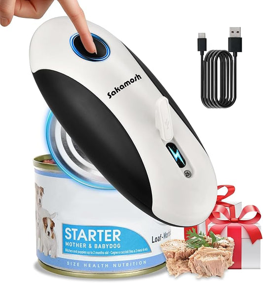 Rechargeable Electric Can Opener for Seniors, Hands Free Safety Automatic Can Opener with Smooth Edge for Left Handed and Arthritic Users, Fits Most Kitchen Cans and the Ideal Gift