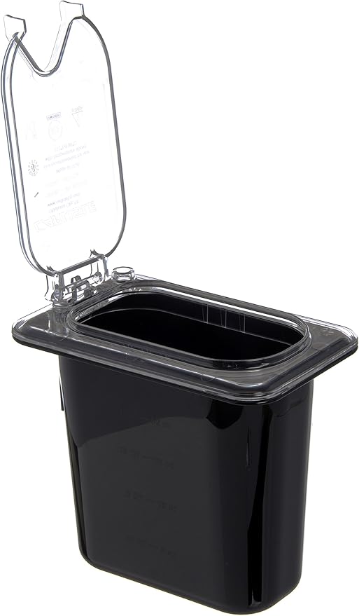 Carlisle FoodService Products Storplus Food Storage Container Food Pan, Chafing Pan for Catering, Buffets, Restaurants, Polycarbonate (Pc), 1/9 Size 6 Inches Deep, Black, (Pack of 6)