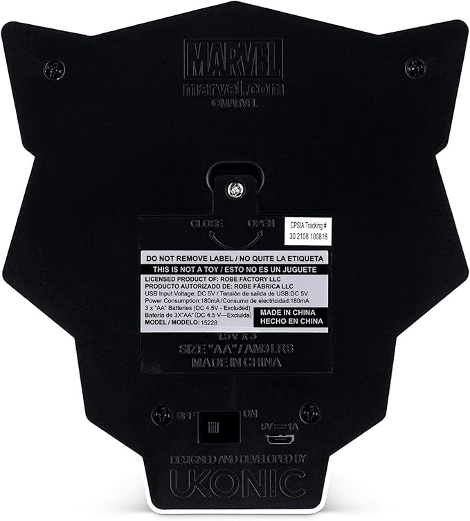 Marvel Black Panther LED Mood Light - Collectible Mask Lamp, White, 6 Inches Tall