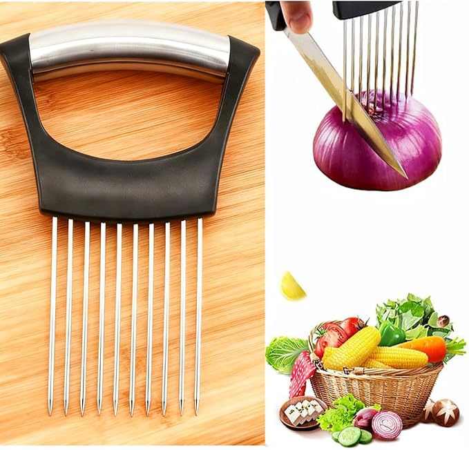 Onion Slices Holder: Ultifunctional Fruit Egg Onion Holder for Slicing,Lemon Slicer Vegetable Cutter,Loose Meat Pin, Kitchen Chopper Slicing Tool (1PCS)