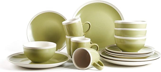 Rock Ridge Speckled Stoneware Dinnerware Set (16pc Set, Beryl and Ivory)