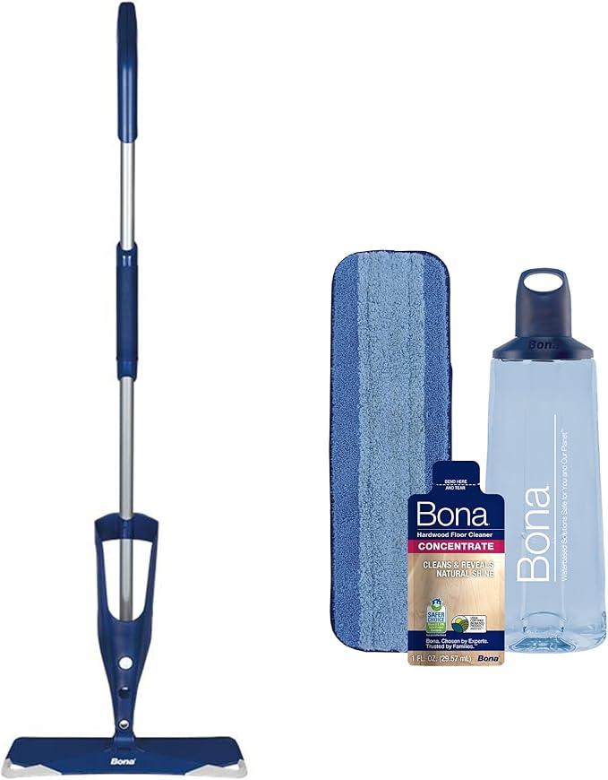 Bona Hardwood Floor Premium Spray Mop - Includes Wood Floor Cleaning Concentrate and Machine Washable Microfiber Cleaning Pad - Dual Zone Cleaning Design for Faster Cleanup