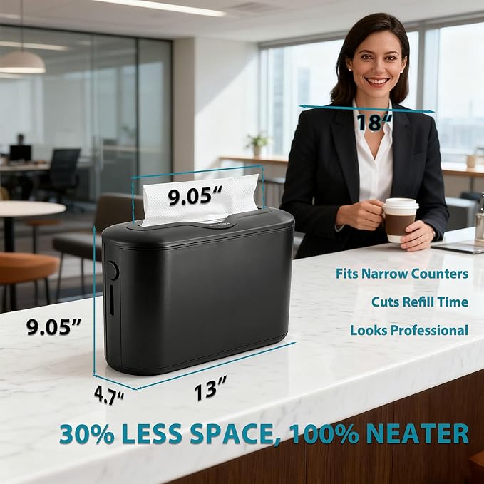 Multifold Paper Towel Dispenser Countertop - Compact Folded Paper Towel Holder for Kitchen/Bathroom, Black Space-Saving Design, Compatible with Marathon Folded Paper Towel