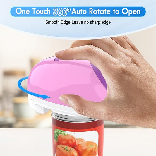 HuiJuKeJi Electric Can Opener, Rechargeable Automatic Can Opener for Seniors with Arthritis, One-Touch Hands-Free Can Opener for Almost Can Sizes, Smooth Edge & Food-Safe Kitchen Gadgets-Purple
