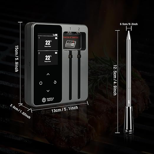 Meater Thermometer Wireless, 2 Probes Bluetooth Meat Thermometer, 572°F Heat Resistance WiFi Smart Accuracy of ±0.5°F, LCD Display Wireless Thermometer for Grilling, Oven Smoker, Air Fryer