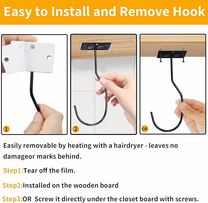 Self-Adhesive Banana Hooks, Foldable Magnetic Hanger Under Cabinet, Sturdy Metal Banana Holder for Kitchen, Space-Saving Design to Keep Bananas Fresh 4 Pieces Black