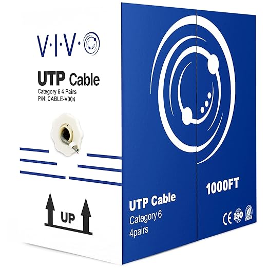 VIVO 1,000ft Bulk Cat6 Wire, CCA Ethernet Cable, 23 AWG, UTP Pull Box, LAN Network, Gray, CABLE-V004