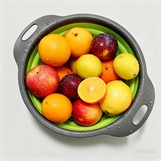2-Pcs Collapsible Colander Set & Vegetable wash Basket,colander for kitchen,strainer, Space Saving Outdoor Multi-Purpose Foldable Sink,