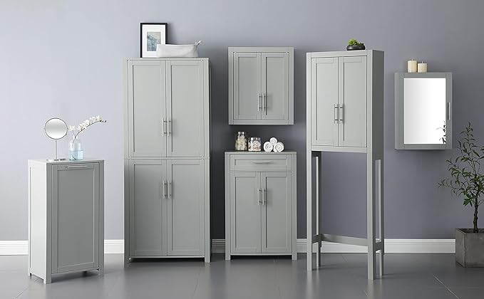 Crosley Furniture Savannah Tall Pantry Storage Cabinet with Shelves, Kitchen, Dining, or Laundry Room, Gray