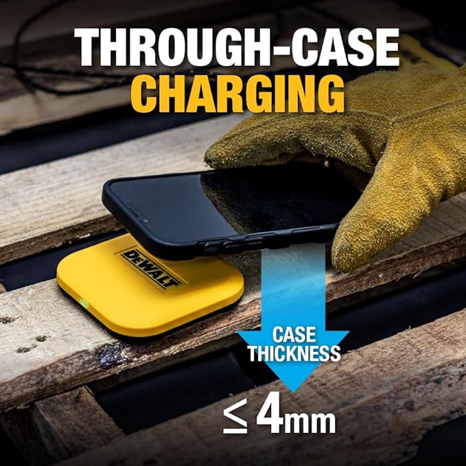 DEWALT Heavy Duty Wireless Charger, 10W Max Fast Wireless Charging Pad Compatible with iPhone 17/16/15/14/13/12/11/X/8 Pro Max Plus Samsung Galaxy S22/S21 AirPods (Type C Cable/AC Adapter Included)