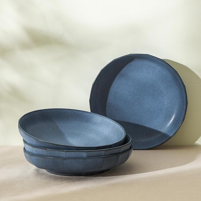 Stone Lain Rio 4-Piece Pasta Bowl Set Stoneware, Blue
