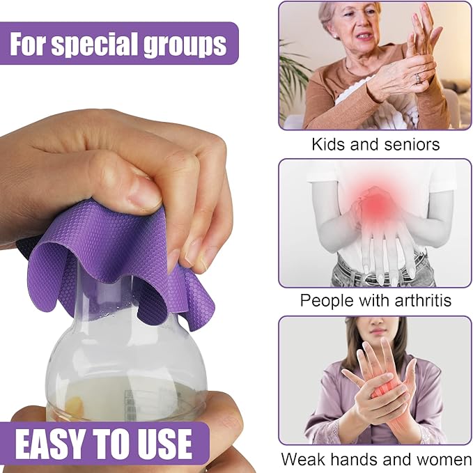 4pcs Jar Opener Gripper Pads, Rubber Jar Grippers Multi-function Jar Opener for Seniors with Weak Hands Kitchen Coasters (Green, Purple)