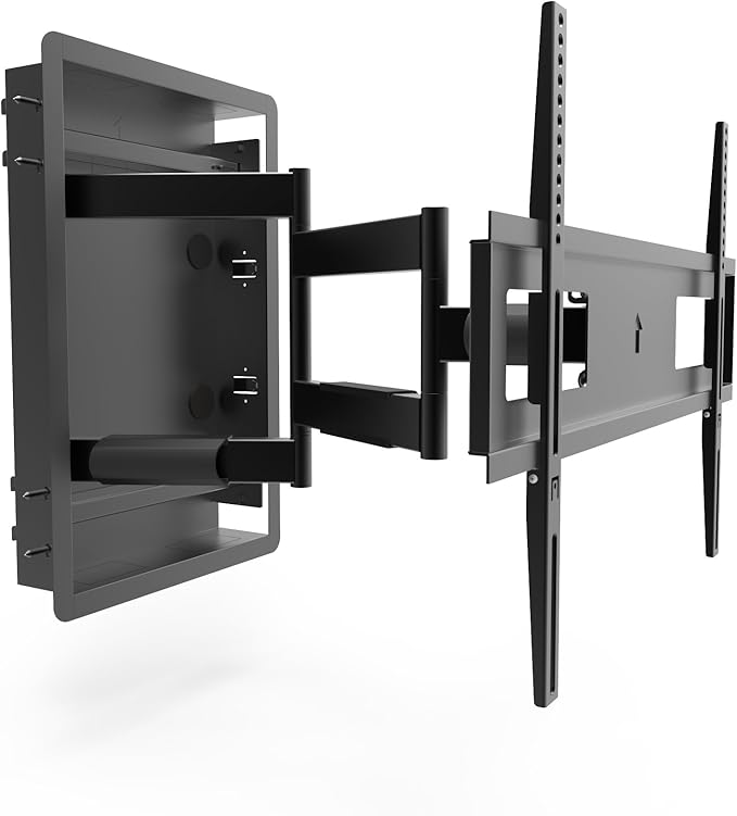 Kanto R500 Recessed In-Wall Full Motion Articulating TV Mount for 46-inch to 80-inch TVs | Ultra Low Profile | Swivel and Tilt Capable | Cable Management for Clean Setup