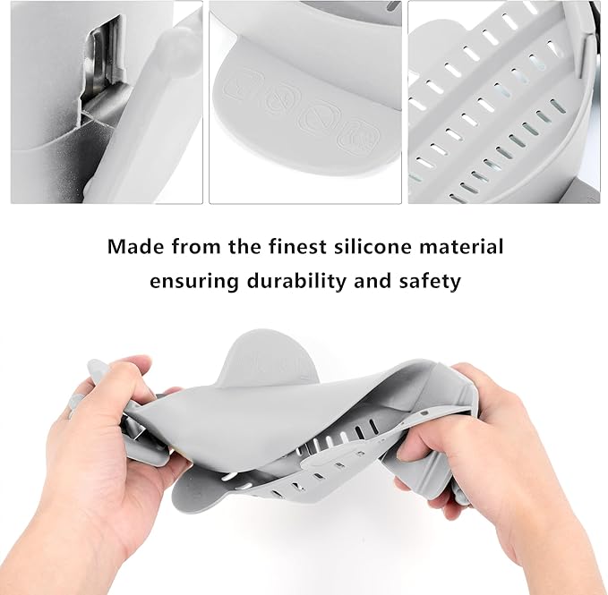 Clip On Strainer Silicone for All Pots and Pans, Pasta Strainer Clip on Food Strainer for Meat Vegetables Fruit Silicone Kitchen Colander