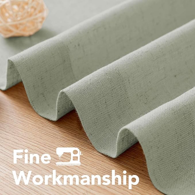 H.VERSAILTEX Decorative Kitchen Curtains - Rich Linen Curtain Panels and Drapes, 63 Inch Long, Classic Nickel Grommet, Sage, 2 Panels for Living Room/ Bedroom Window Treatments