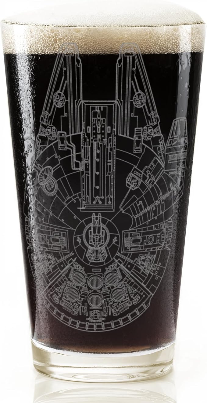 GALACTIC SPACE SHIP Engraved 16oz Pint Glass | Must-Have Sci-Fi Gift for Movie Fans & Collectors | Iconic Spaceship Barware | Great for Birthdays, Christmas, Father’s Day, Man Cave & Home Bar Setup