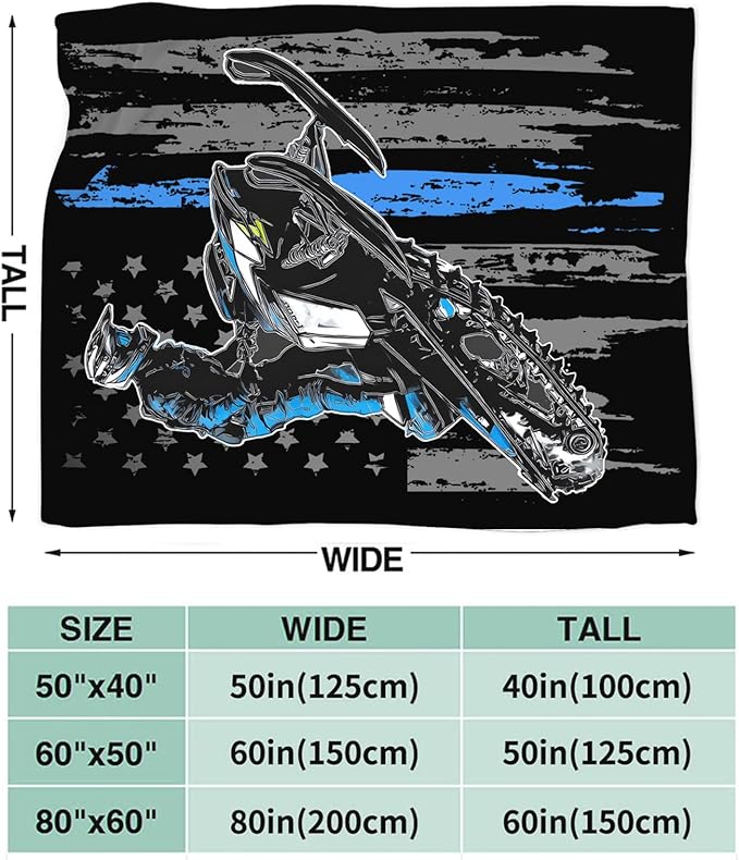 Snowmobile Blanket Gifts for Girls Boys Skiing Sports Throw Blankets Cozy Plush Fleece America Flag Flannel Fuzzy for Men Women 50"X40"
