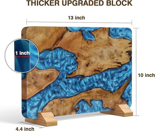 HOSHANHO Resin Magnetic Knife Block, Double Sided Magnetic Knife Holder and Kitchen Knife Organizer Storage, Thickened Acacia Wood Universal Knife Block for Chefs
