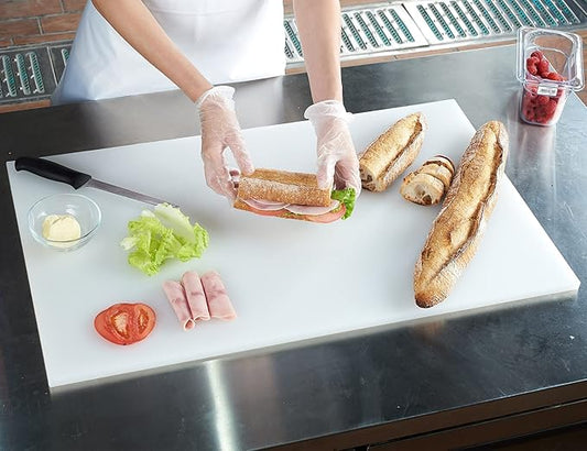 CURTA Cutting Boards for Kitchen, 30" x 18" x 0.5" White Color Coded Plastic Commercial Chopping Board with Anti Slip Surface Dishwasher Safe
