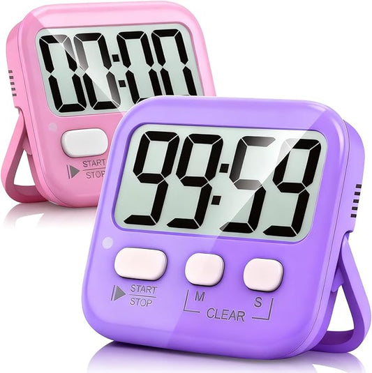 Antonki 2 Pack Digital Timer for Kids, Magnetic Countdown Kitchen Timers for Cooking, Egg, Classroom, Teacher, Exercise, Study, Oven - Battery Included
