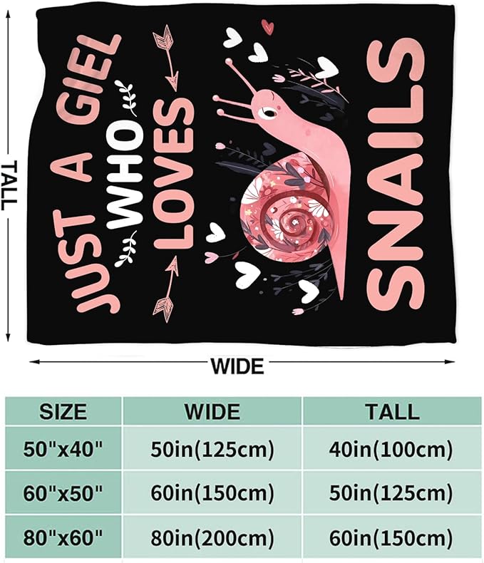 Snails Blanket Gifts for Girls Women Snail Stuff Throw Blankets Cozy Plush Fleece Flannel Fuzzy for Bed Decor 60"X50"