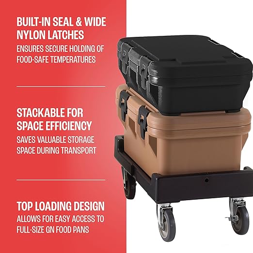 Cambro UPCS140110 Stackable Top Loading S-Series Ultra Pan Carriers, 12.3 Quart, Polypropylene, Black, NSF