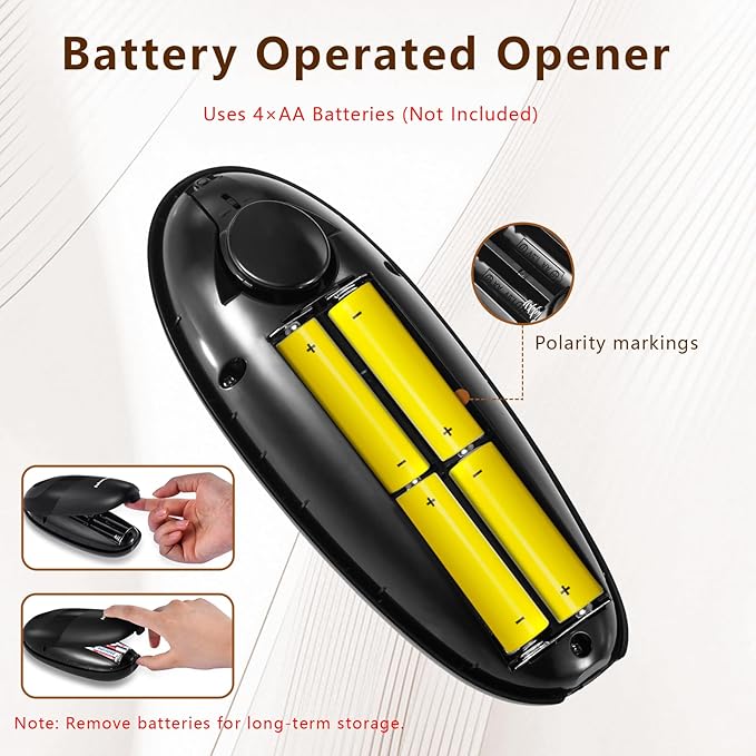 Electric Can Opener Smooth Edge, Battery Operated Kitchen Can Opener for Seniors with Arthritis, One Touch Side Cut Fits Most Can Sizes, Left-handed Friendly, Ideal Holiday Gift